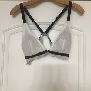 VS black velvet and white lace bralette